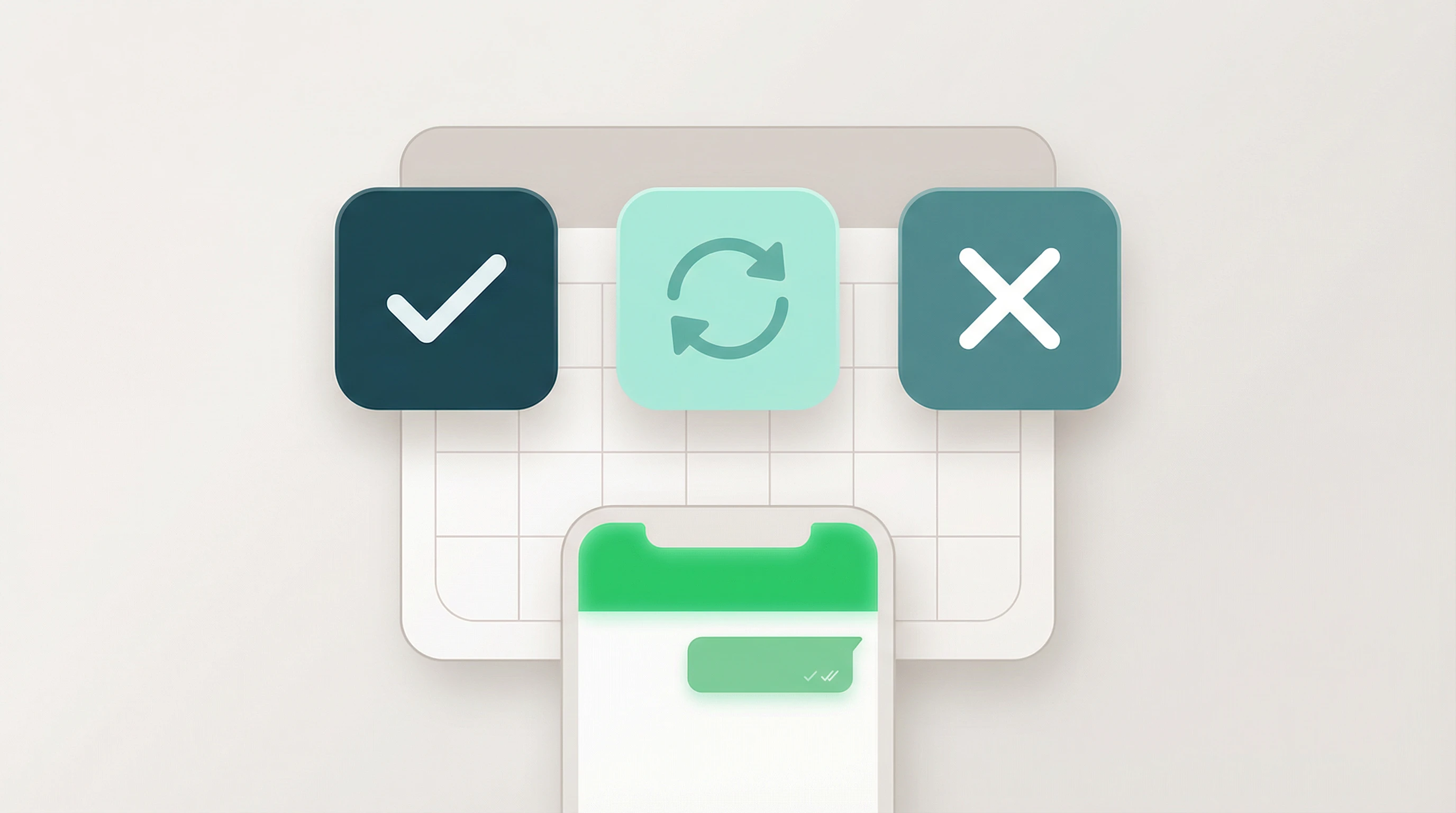 Confermare, spostare o disdire un appuntamento con tre icone su calendario e chat WhatsApp