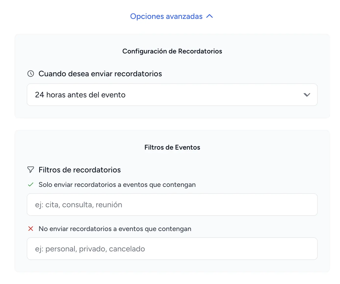 Advanced settings button